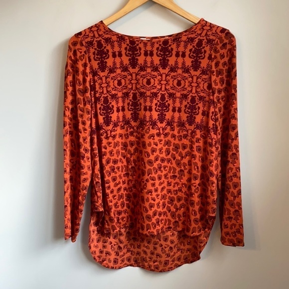 Veronica Beard Red Leopard Print Silk Blouse - Picture 1 of 6